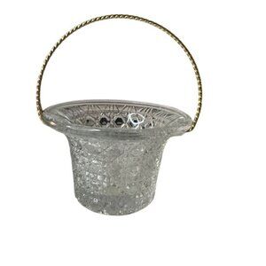 Vintage Avon Crystal Basket With Gold-Tone Handle